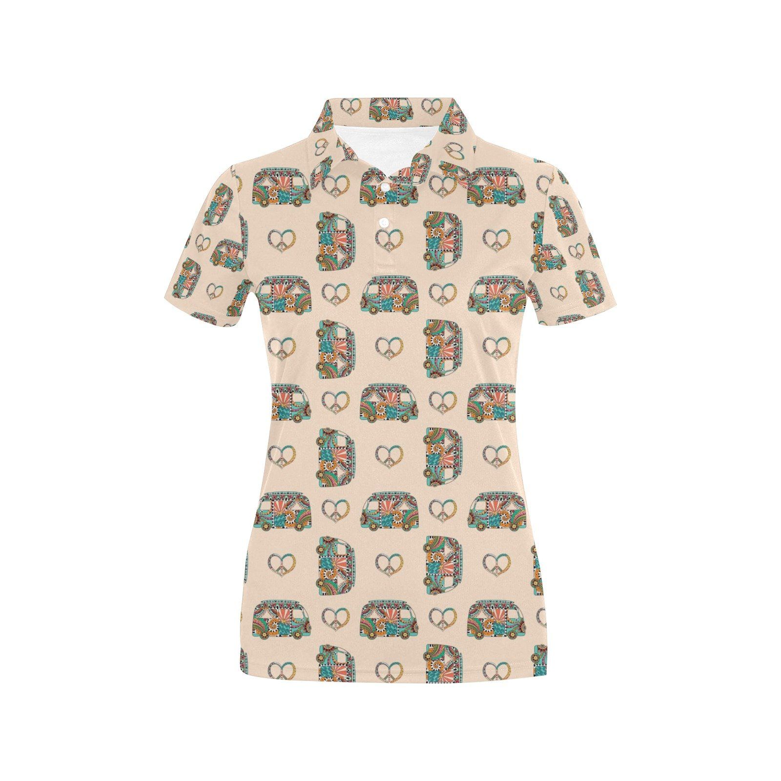 Hippie Van Peace Print Design Lks303 Women'S Polo Shirt Hippie Van Peace Print Design Lks303 Women'S Polo Shirt