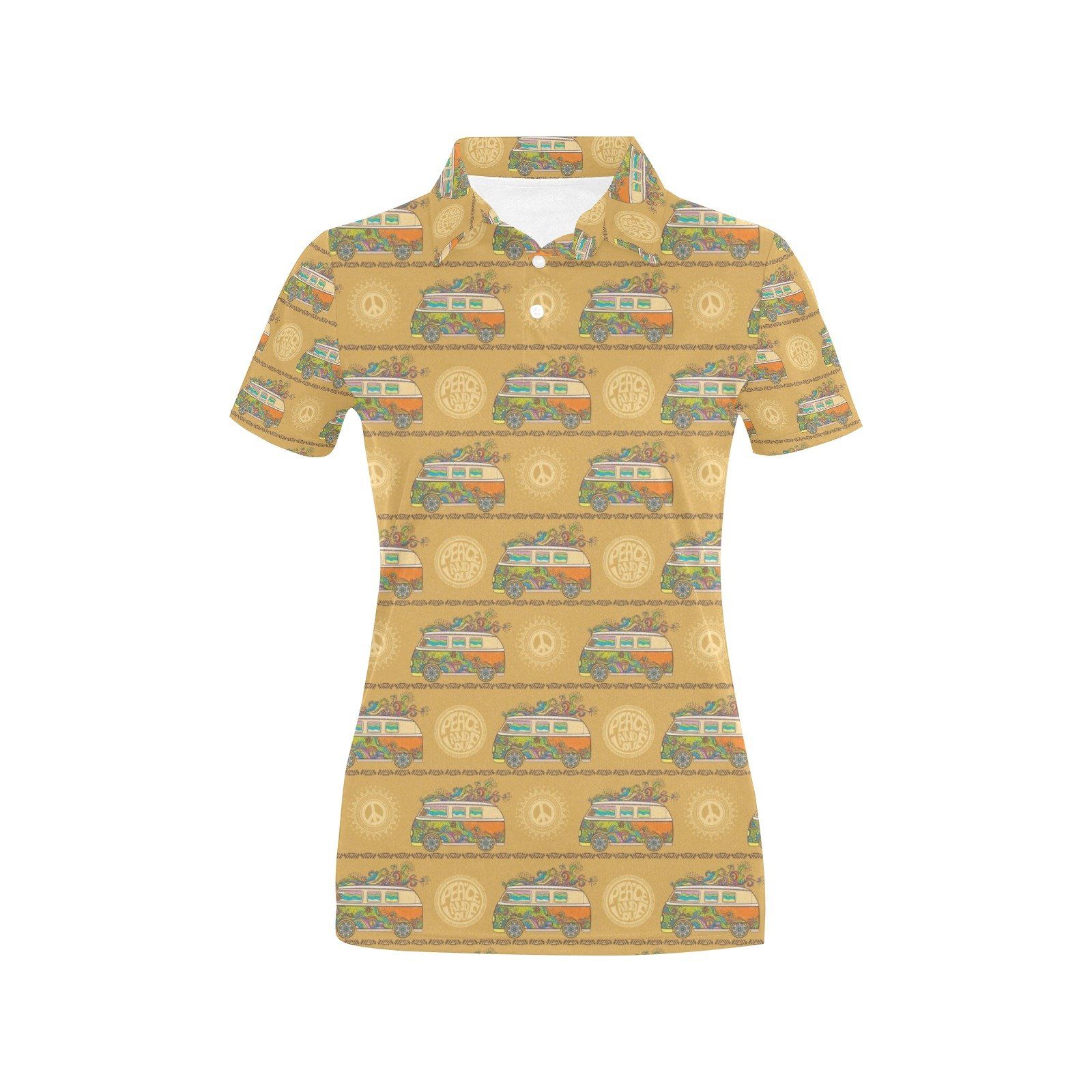 Hippie Van Print Design Lks304 Women'S Polo Shirt Hippie Van Print Design Lks304 Women'S Polo Shirt