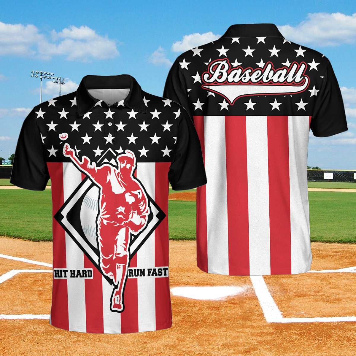 Hit Hard Run Fast Baseball Polo Shirt #Kv Hit Hard Run Fast Baseball Polo Shirt #Kv