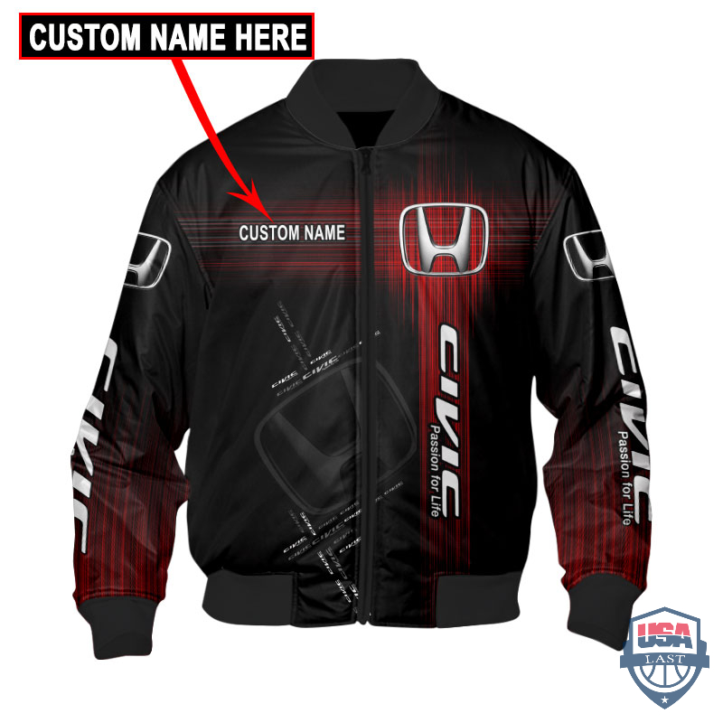 Honda Civic Flash Custom Name Bomber Jacket Honda Civic Flash Custom Name Bomber Jacket