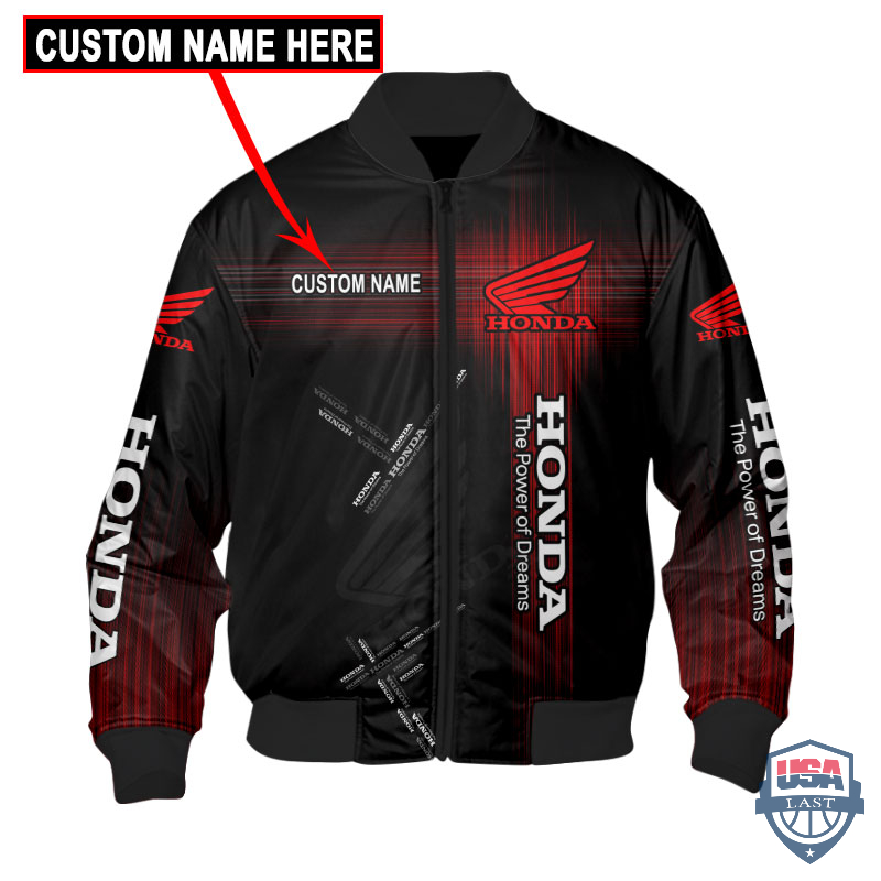Honda Wing Logo Flash Custom Name Bomber Jacket Honda Wing Logo Flash Custom Name Bomber Jacket