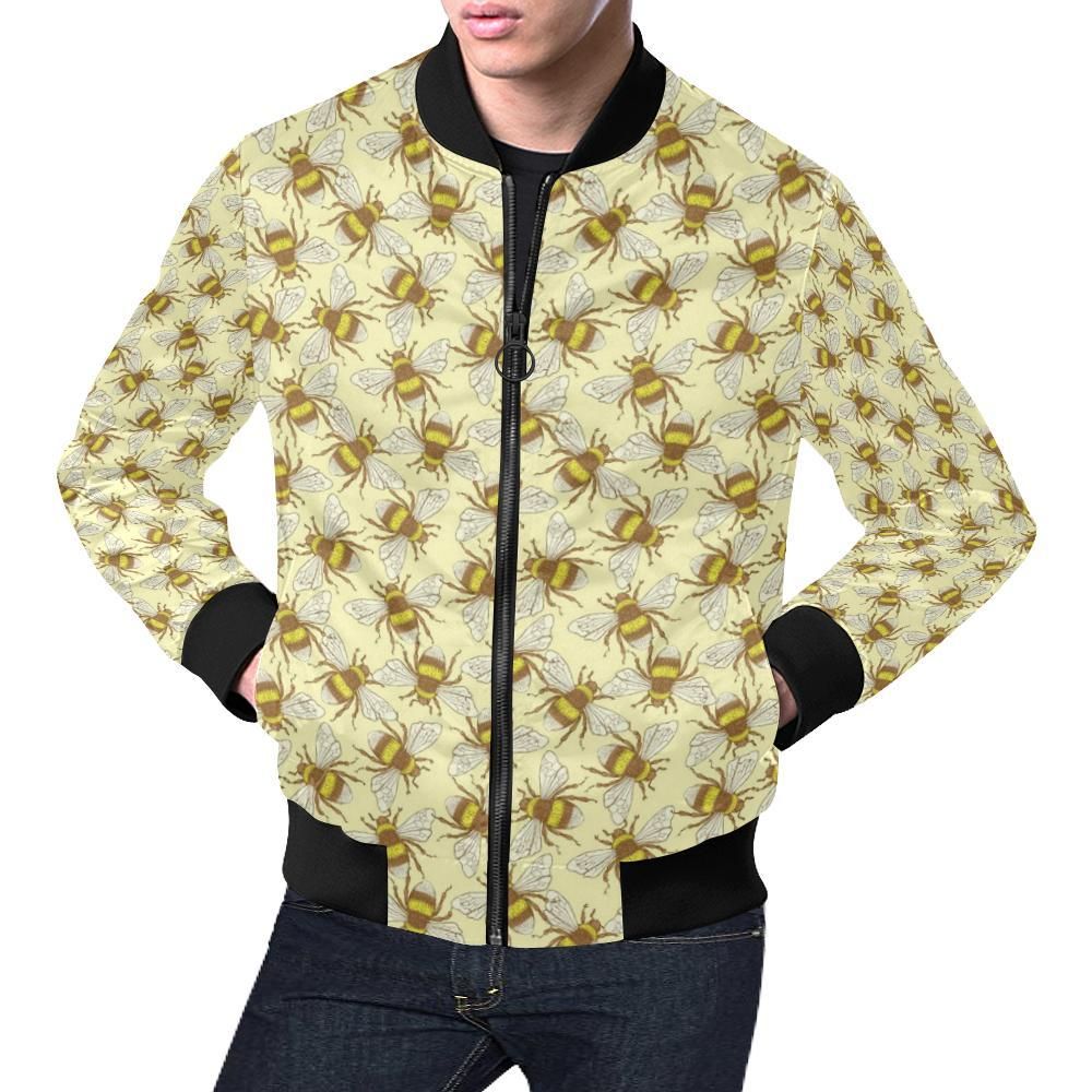 Honey Bee Gifts Pattern Print Mens Bomber Jacket Honey Bee Gifts Pattern Print Mens Bomber Jacket