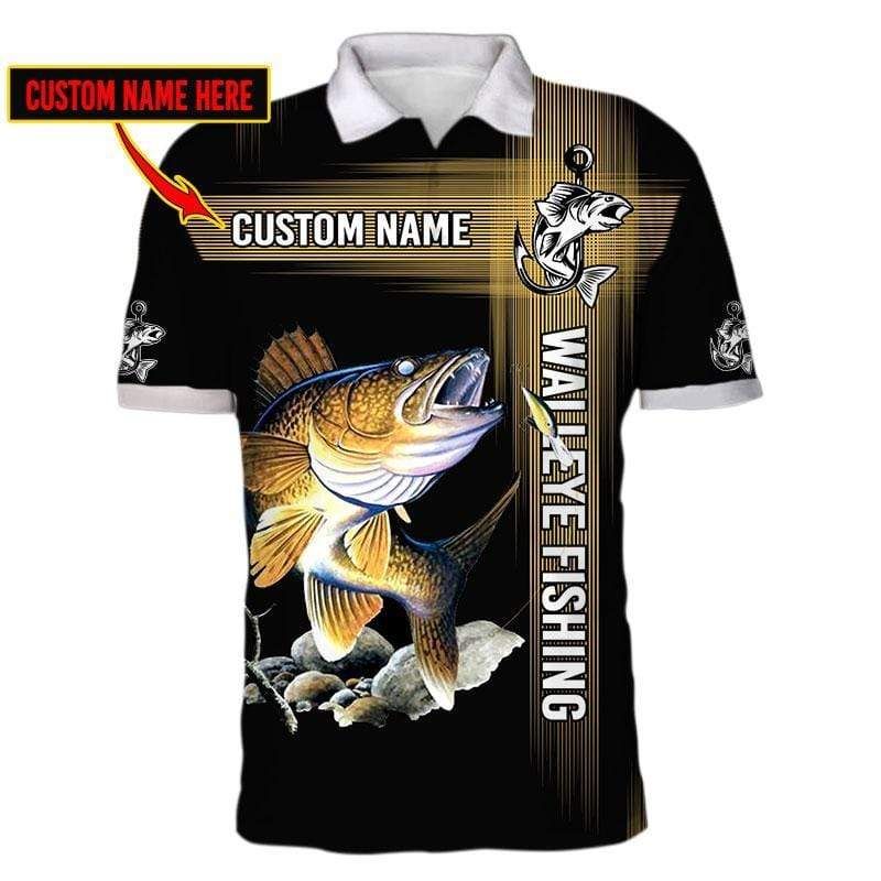 Hook Walleye Fishing Custom Name Polo Shirt #Kv Hook Walleye Fishing Custom Name Polo Shirt #Kv