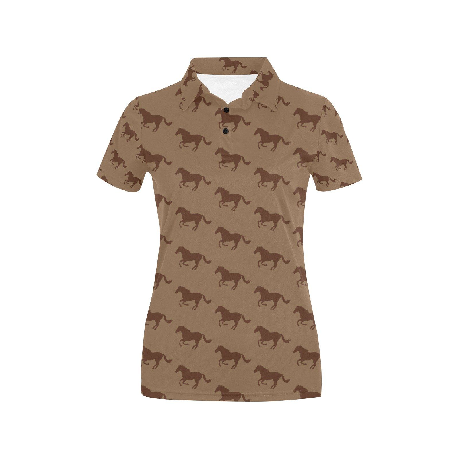 Horse Brown Print Design Lks307 Women'S Polo Shirt Horse Brown Print Design Lks307 Women'S Polo Shirt