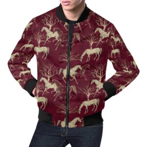 Horse Print Pattern Mens Bomber Jacket