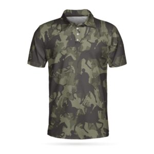 Horse Rider Camo Pattern Short Sleeve Polo Shirt #Dh