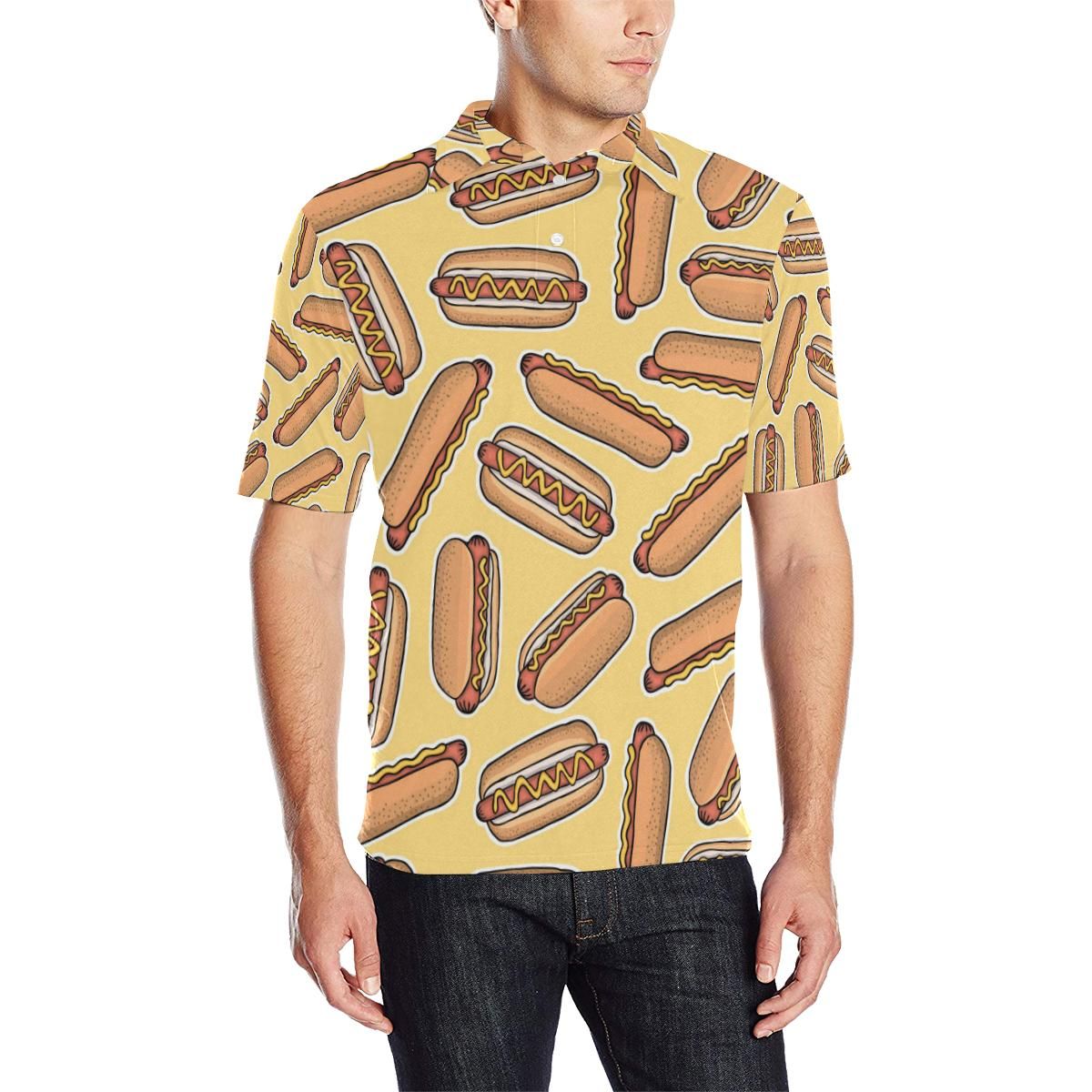 Hot Dog Pattern Print Design 01 Men Polo Shirt Hot Dog Pattern Print Design 01 Men Polo Shirt