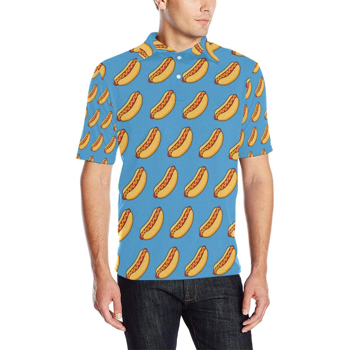 Hot Dog Pattern Print Design 02 Men Polo Shirt Hot Dog Pattern Print Design 02 Men Polo Shirt