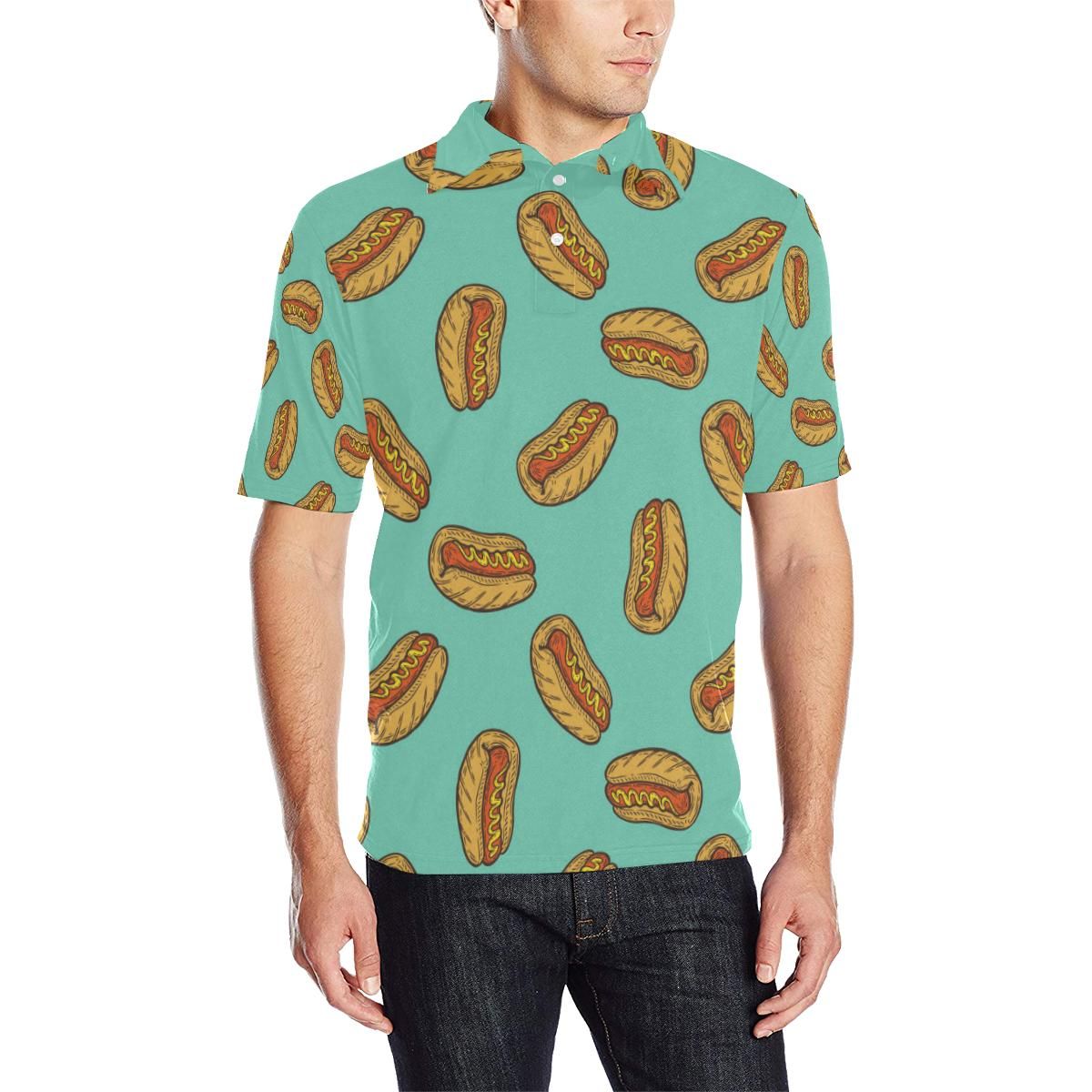 Hot Dog Pattern Print Design 04 Men Polo Shirt Hot Dog Pattern Print Design 04 Men Polo Shirt