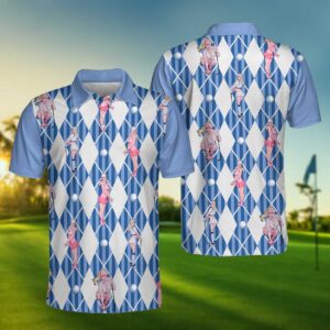 Hot Girl Plays Golf Blue Pattern Polo Shirt #H