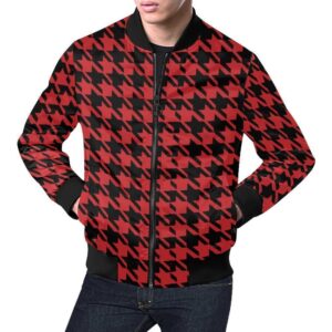 Houndstooth Pattern Print Mens Bomber Jacket