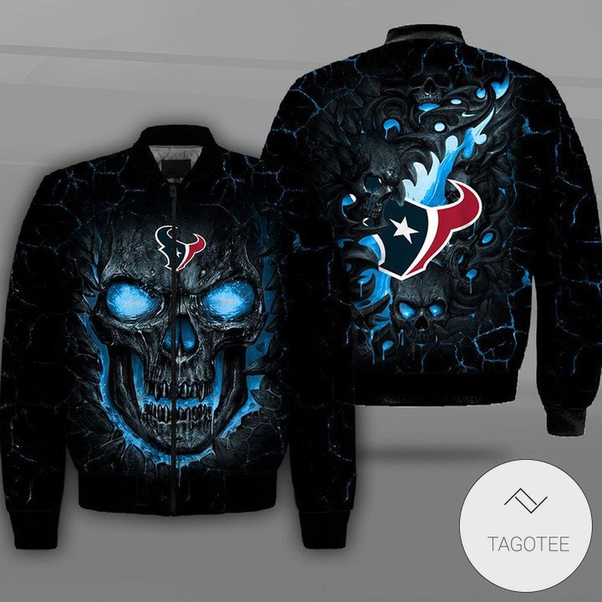 Houston Texans Lava Skull Full Print Bomber Jacket Houston Texans Lava Skull Full Print Bomber Jacket