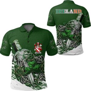Howard Ireland Polo Shirt - Celtic Shamrock & Sword - Irish Family Crest A7