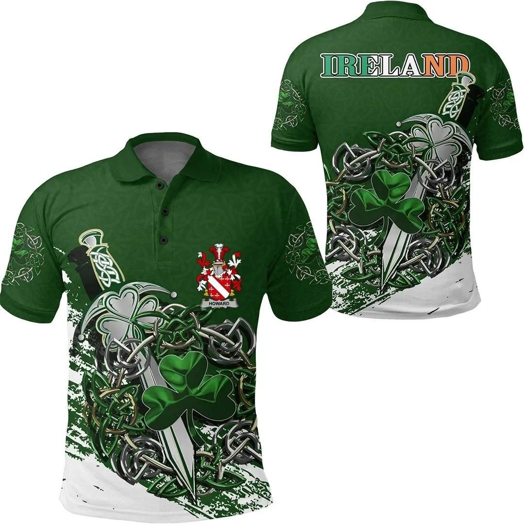 Howard Ireland Polo Shirt - Celtic Shamrock & Sword - Irish Family Crest A7 Howard Ireland Polo Shirt - Celtic Shamrock & Sword - Irish Family Crest A7