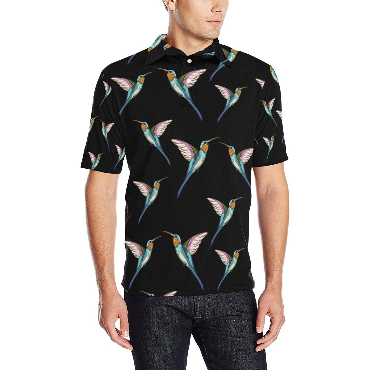 Hummingbird Pattern Print Design 06 Men Polo Shirt Hummingbird Pattern Print Design 06 Men Polo Shirt
