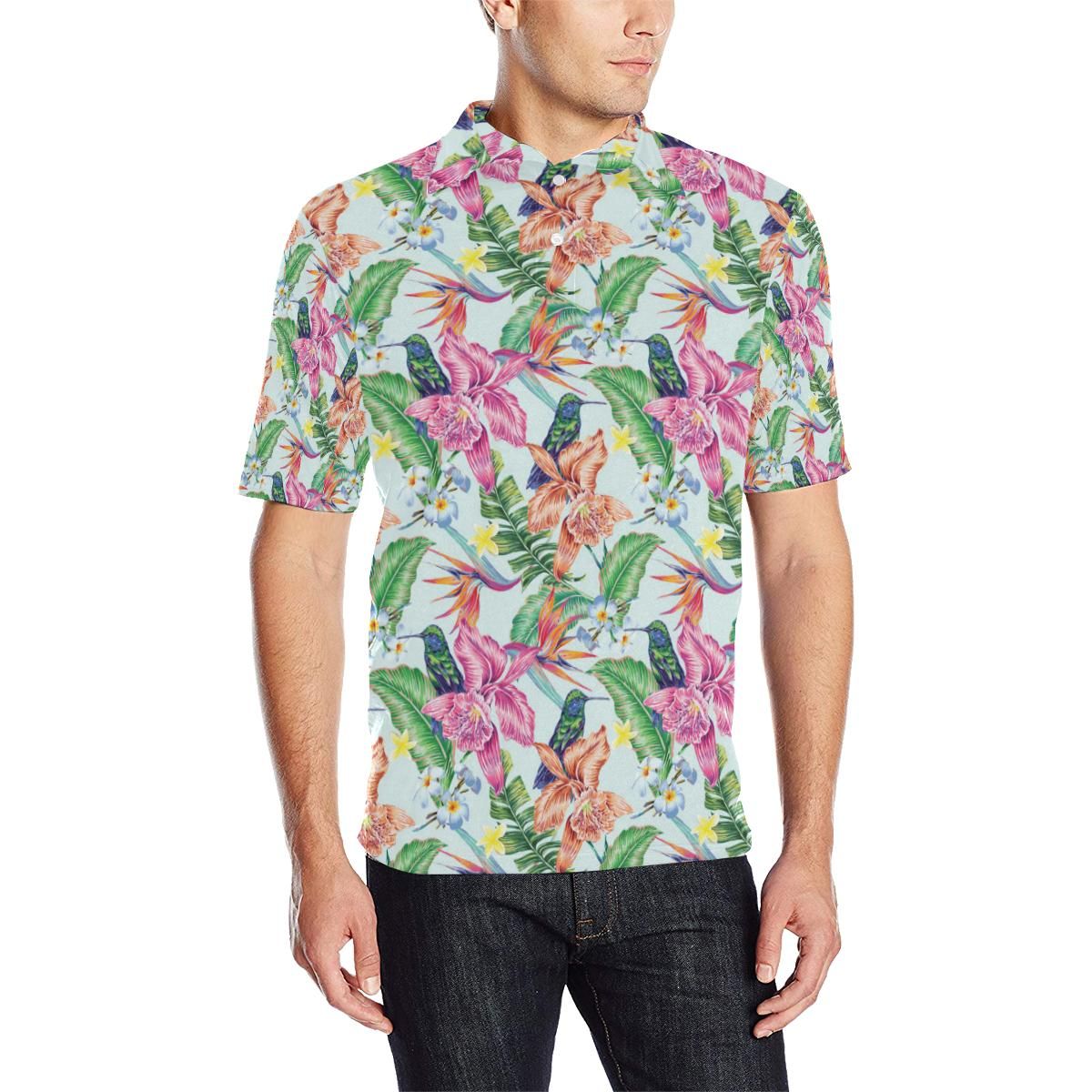 Hummingbird Tropical Pattern Print Design 05 Men Polo Shirt Hummingbird Tropical Pattern Print Design 05 Men Polo Shirt