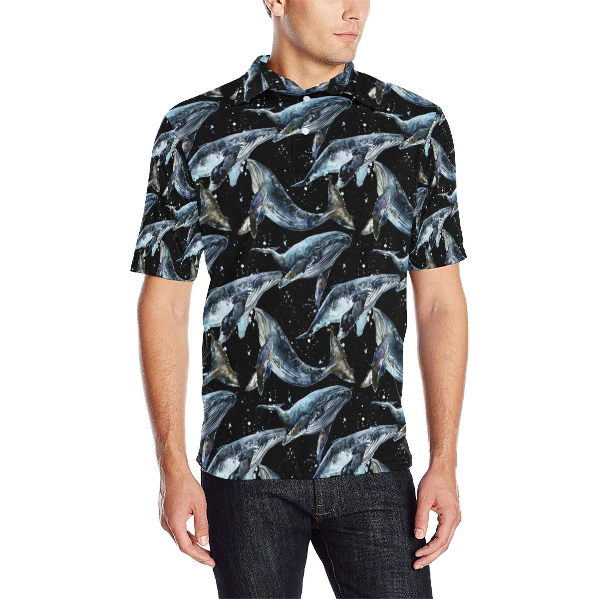 Humpback Whale Pattern Print Design 01 Men Polo Shirt Humpback Whale Pattern Print Design 01 Men Polo Shirt