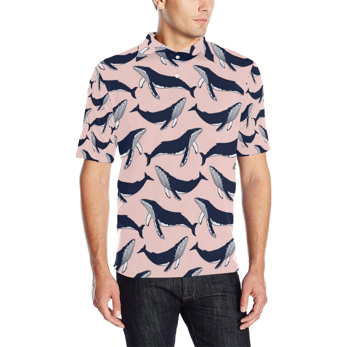 Humpback Whale Pattern Print Design 02 Men Polo Shirt Humpback Whale Pattern Print Design 02 Men Polo Shirt