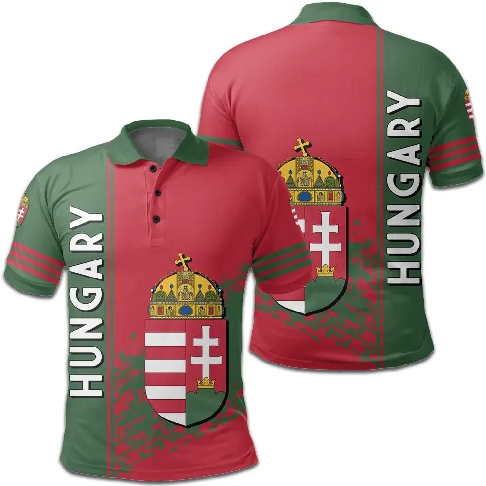 Hungary Coat Of Arms Polo Shirt Quarter Style J7 Hungary Coat Of Arms Polo Shirt Quarter Style J7