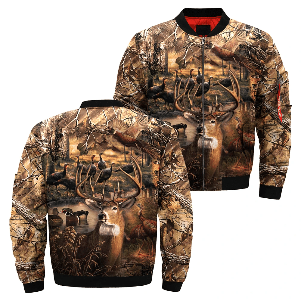 Hunting Forest Animal Bomber Jacket TV151220 Bomber Jacket Hunting Forest Animal Bomber Jacket TV151220 Bomber Jacket