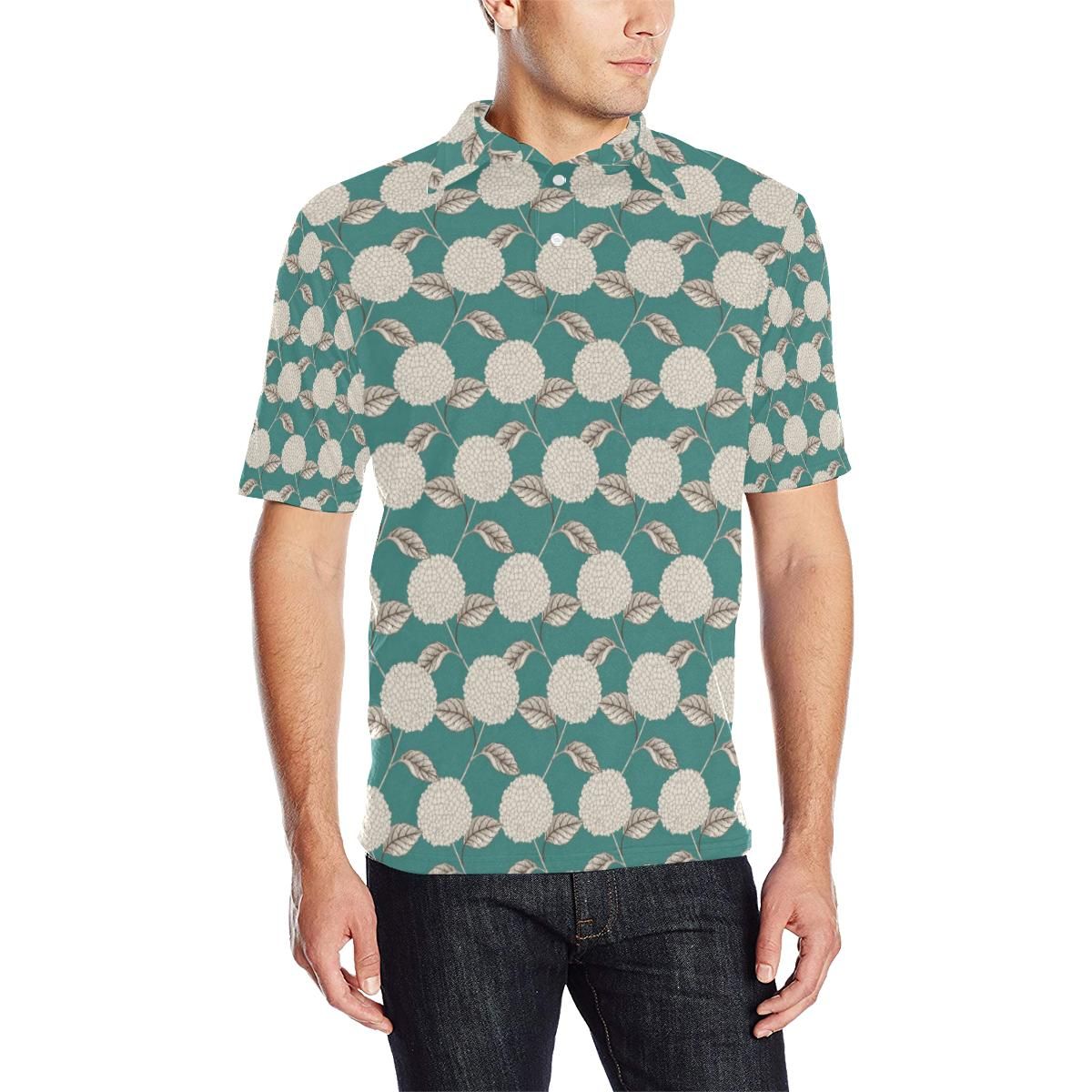 Hydrangea Pattern Print Design Hd03 Men Polo Shirt Hydrangea Pattern Print Design Hd03 Men Polo Shirt