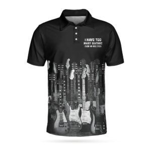 I Have Too Many Guitars Black 3D All Over Printed Polo Shirt