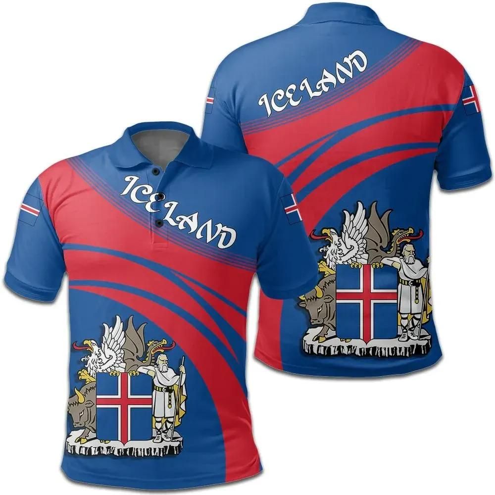 Iceland Coat Of Arms Polo Shirt Cricket Style J5W Iceland Coat Of Arms Polo Shirt Cricket Style J5W