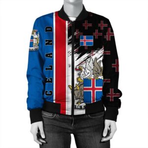 Iceland Coat Of Arms Women's Bomber Jacket - Flag Style JH Bomber Jacket