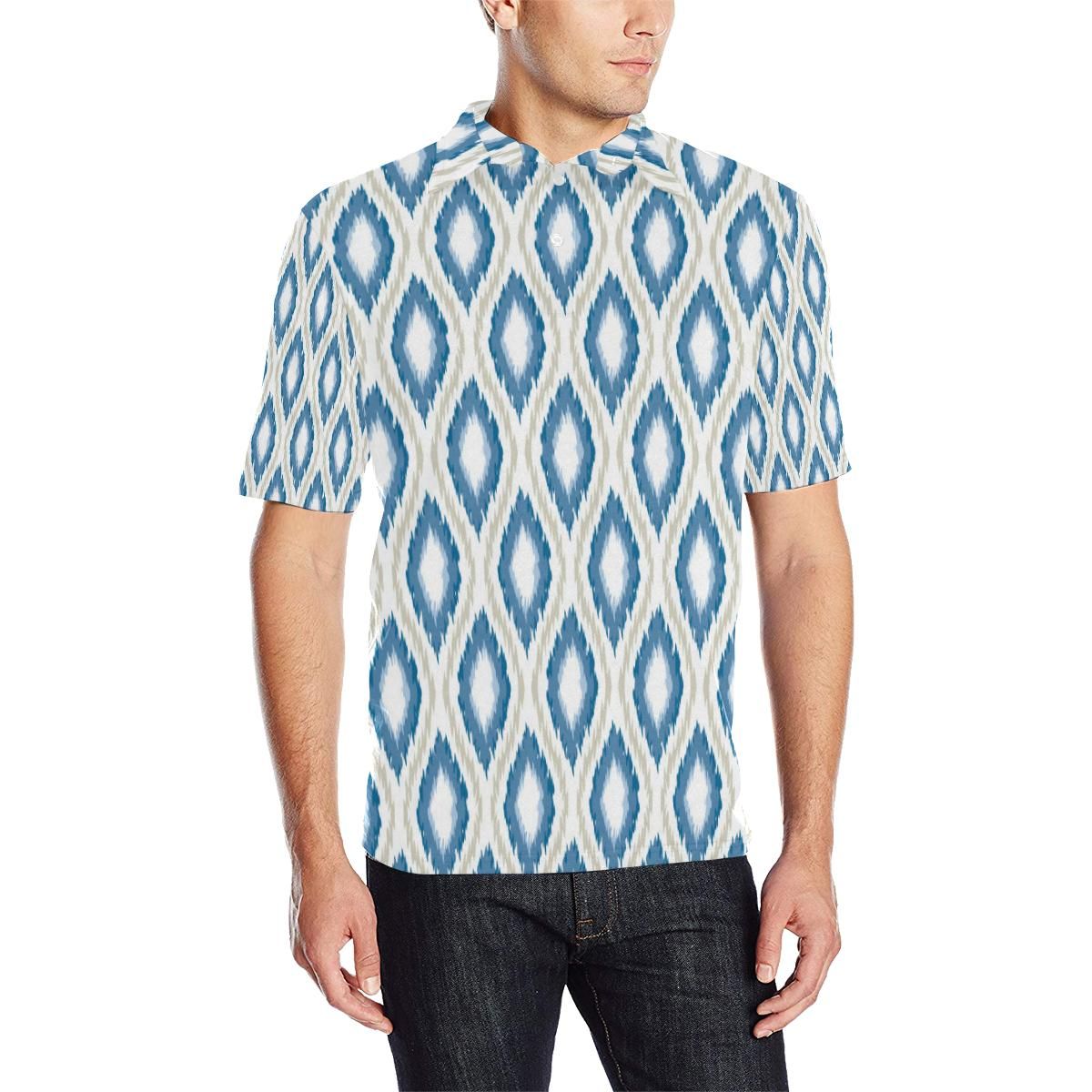 Ikat Pattern Print Design 02 Men Polo Shirt Ikat Pattern Print Design 02 Men Polo Shirt