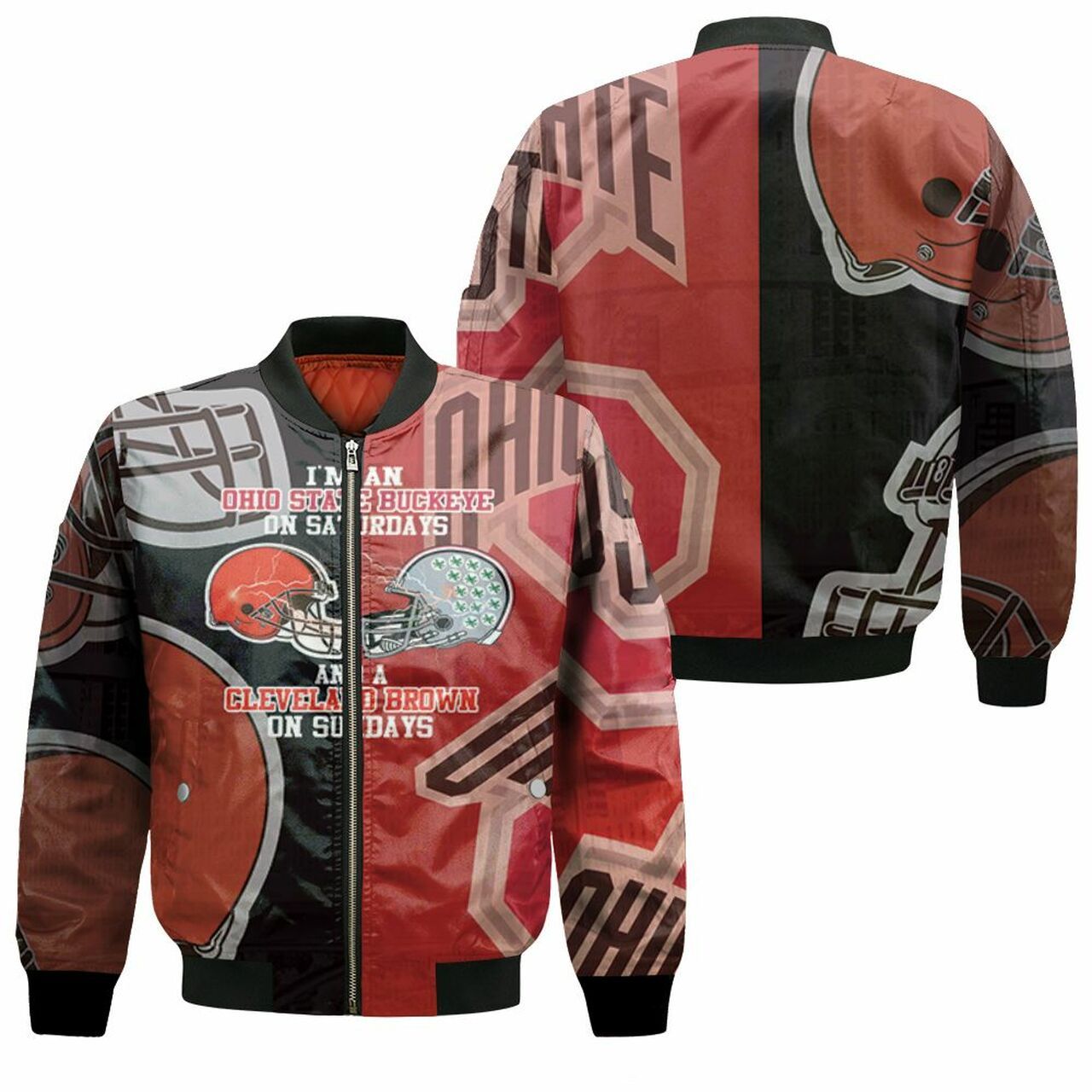 Im Ohio State Buckeye On Saturdays And Cleveland Brown On Sundays 3D T Shirt Hoodie Sweater Jersey Bomber Jacket Model 2563 Bomber Jacket Im Ohio State Buckeye On Saturdays And Cleveland Brown On Sundays 3D T Shirt Hoodie Sweater Jersey Bomber Jacket Model 2563 Bomber Jacket