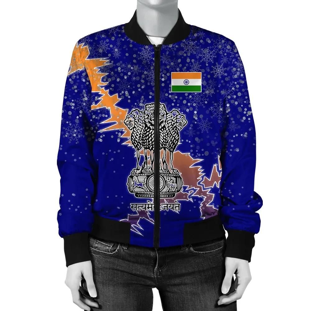India Christmas Coat Of Arms Women Bomber Jacket X Style J78 Bomber Jacket India Christmas Coat Of Arms Women Bomber Jacket X Style J78 Bomber Jacket