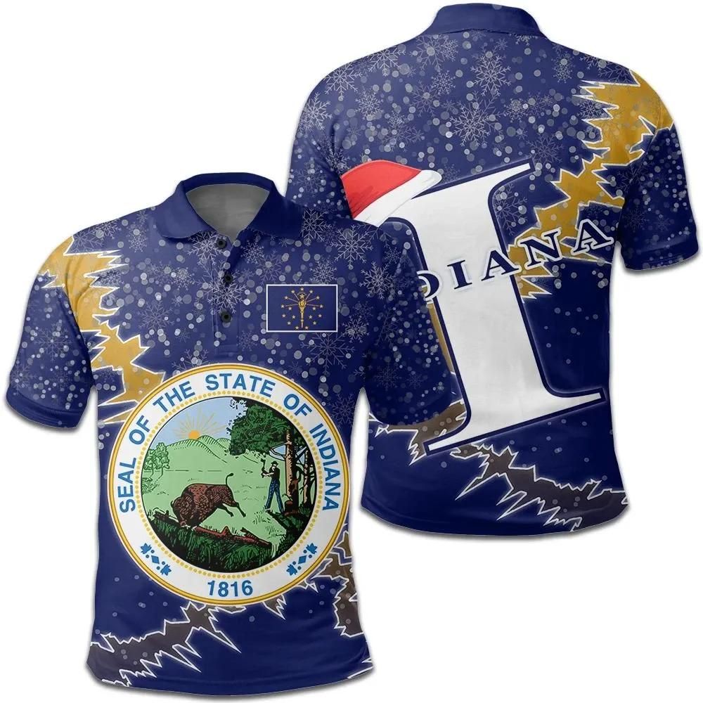 Indiana Christmas Coat Of Arms Polo Shirt X Style J78 Indiana Christmas Coat Of Arms Polo Shirt X Style J78