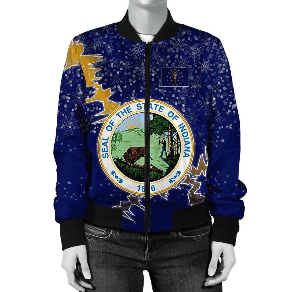 Indiana Christmas Coat Of Arms Women Bomber Jacket X Style J78 Bomber Jacket Indiana Christmas Coat Of Arms Women Bomber Jacket X Style J78 Bomber Jacket