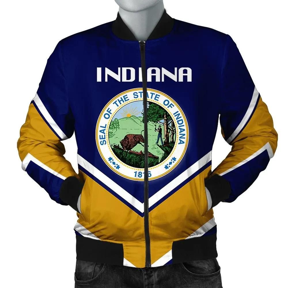 Indiana Coat Of Arms Men Bomber Jacket Lucian Style J5W Bomber Jacket Indiana Coat Of Arms Men Bomber Jacket Lucian Style J5W Bomber Jacket