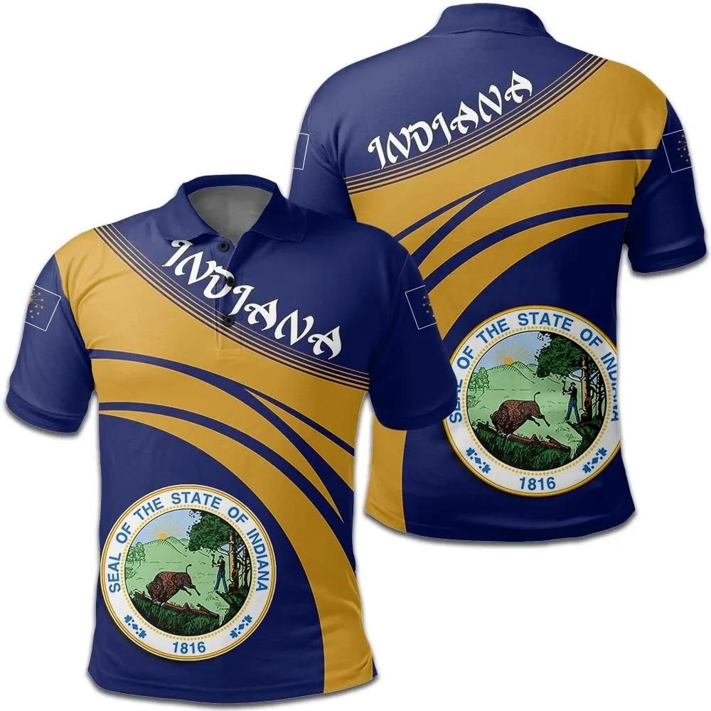 Indiana Coat Of Arms Polo Shirt Cricket Style J5W Indiana Coat Of Arms Polo Shirt Cricket Style J5W