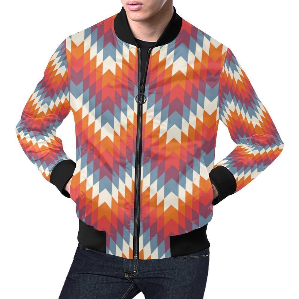 Indians Native American Navajo Aztec Tribal Print Mens Bomber Jacket Indians Native American Navajo Aztec Tribal Print Mens Bomber Jacket