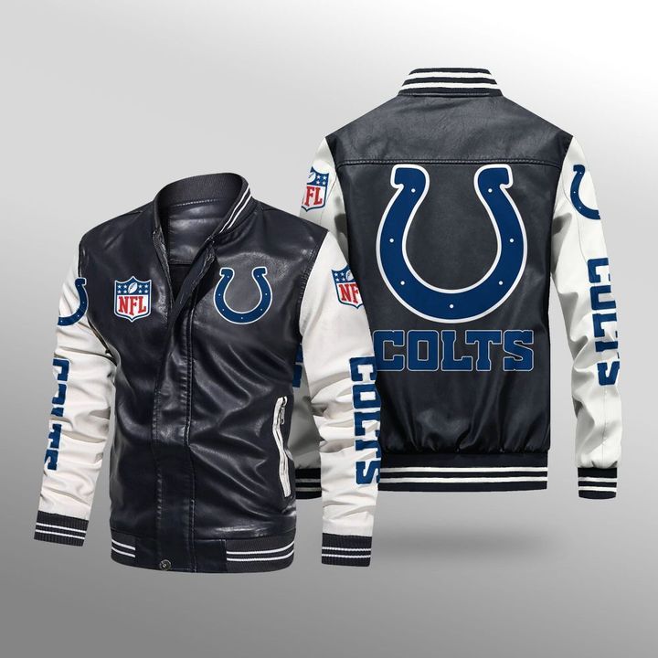 Indinapolis Colts Leather Bomber Jacket Indinapolis Colts Leather Bomber Jacket