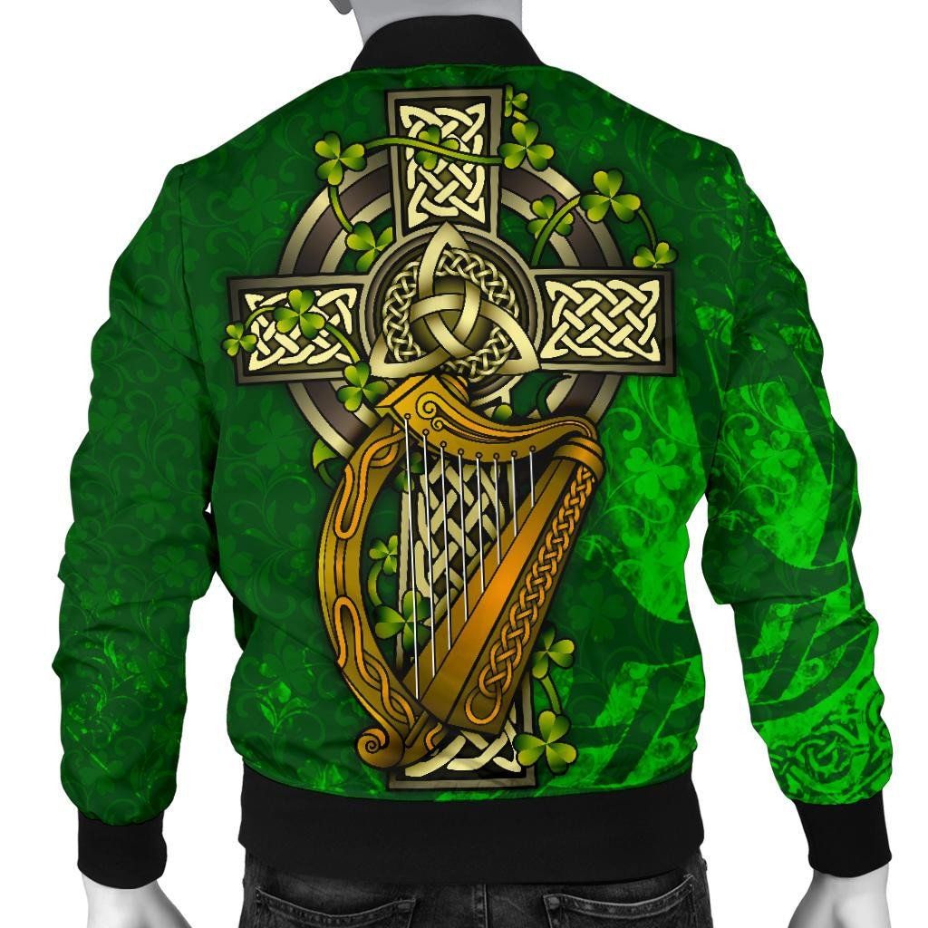 Ireland-Celtic-Mens-Bomber-Jacket-Ireland-Coat-Of-Arms-with-Shamrock-Patterns-BN18-Bomber-Jacket-1