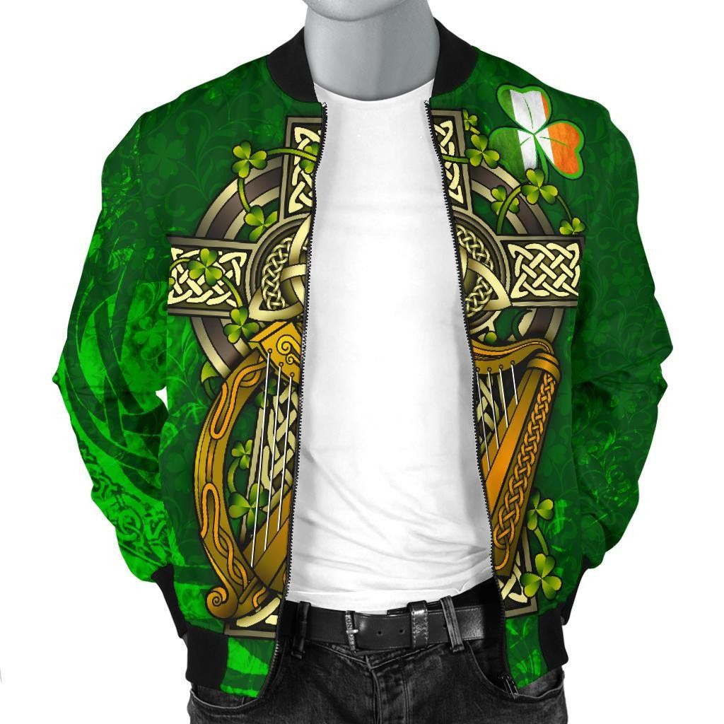 Ireland-Celtic-Mens-Bomber-Jacket-Ireland-Coat-Of-Arms-with-Shamrock-Patterns-BN18-Bomber-Jacket-2