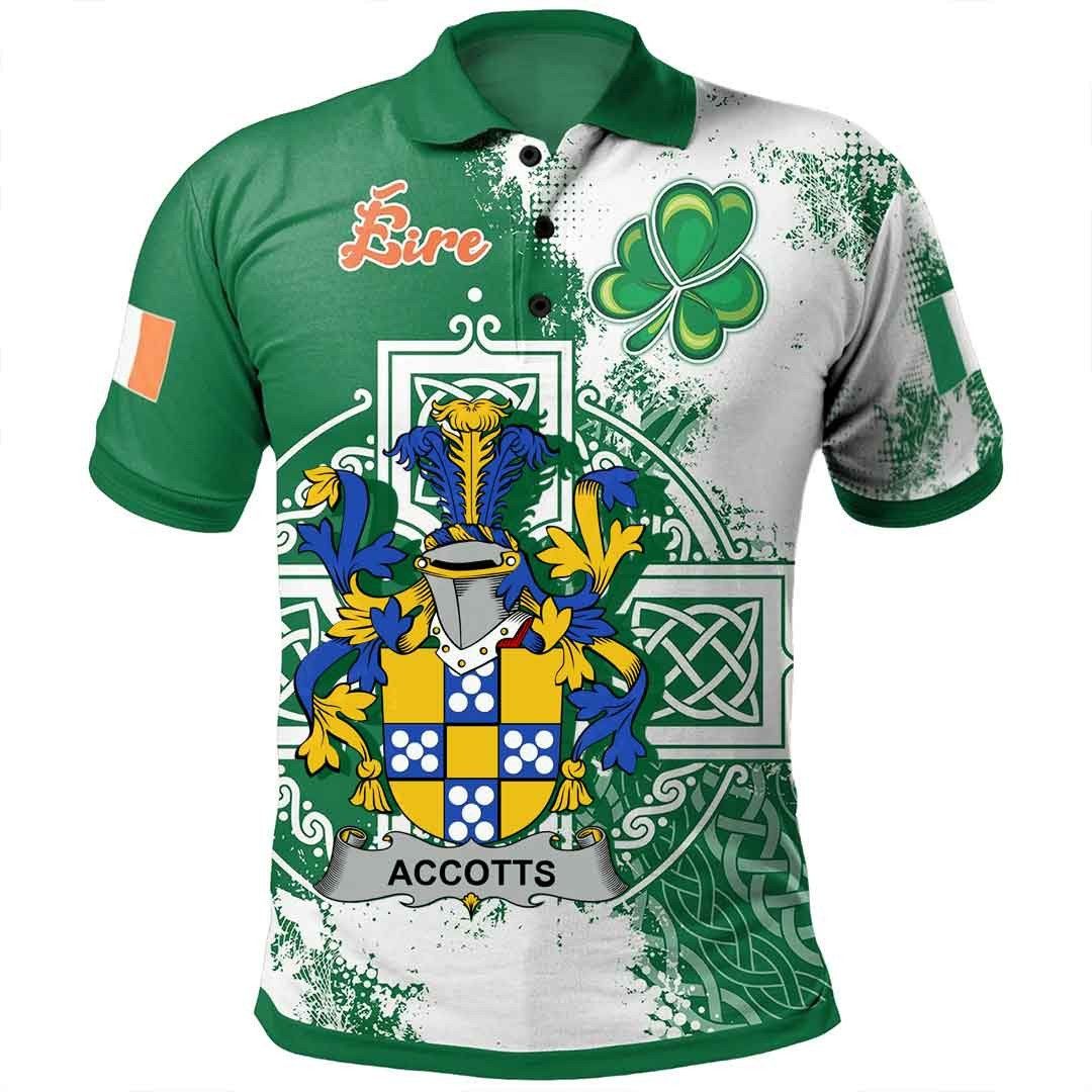 Ireland Clothing - Accotts Irish Family Crest Polo Shirt - Irish Celtic Cross A7 Ireland Clothing - Accotts Irish Family Crest Polo Shirt - Irish Celtic Cross A7