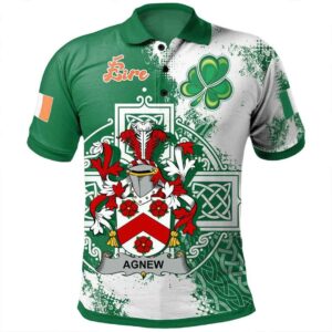 Ireland Clothing - Agnew Irish Family Crest Polo Shirt - Irish Celtic Cross A7
