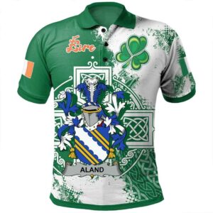 Ireland Clothing - Aland Irish Family Crest Polo Shirt - Irish Celtic Cross A7