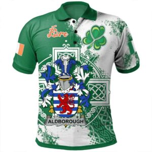 Ireland Clothing - Aldborough Irish Family Crest Polo Shirt - Irish Celtic Cross A7