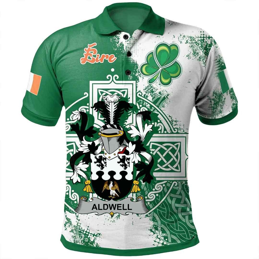 Ireland Clothing - Aldwell Irish Family Crest Polo Shirt - Irish Celtic Cross A7 Ireland Clothing - Aldwell Irish Family Crest Polo Shirt - Irish Celtic Cross A7