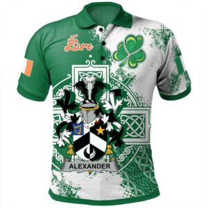 Ireland Clothing - Alexander Irish Family Crest Polo Shirt - Irish Celtic Cross A7