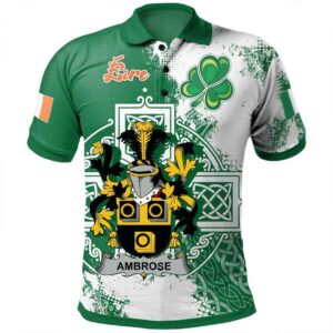 Ireland Clothing - Ambrose Irish Family Crest Polo Shirt - Irish Celtic Cross A7