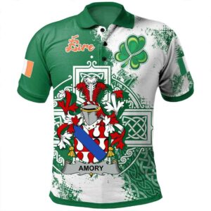 Ireland Clothing - Amory Irish Family Crest Polo Shirt - Irish Celtic Cross A7
