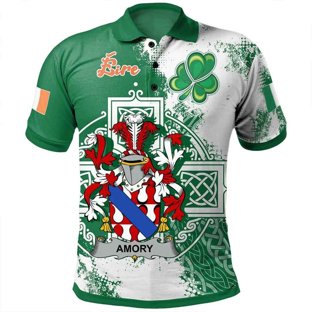 Ireland Clothing - Amory Irish Family Crest Polo Shirt - Irish Celtic Cross A7 Ireland Clothing - Amory Irish Family Crest Polo Shirt - Irish Celtic Cross A7