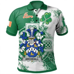 Ireland Clothing - Archdall Irish Family Crest Polo Shirt - Irish Celtic Cross A7