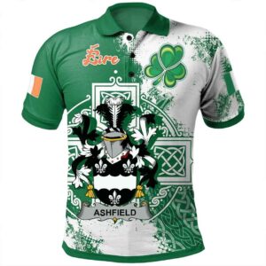 Ireland Clothing - Ashfield Irish Family Crest Polo Shirt - Irish Celtic Cross A7